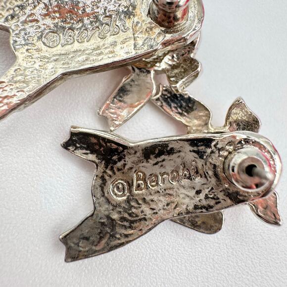 Vintage Edgar Berebi Pink Pig Front To Back Illusion Jacket Earrings Cute Funny - Picture 9 of 11